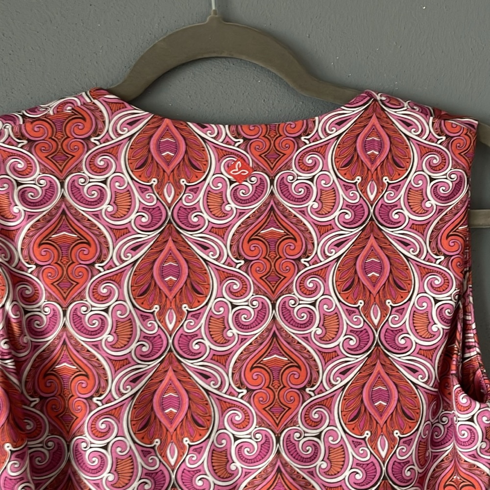 Prana Cece Faux Wrap Dress Boho Travel friendly Indian Print Twist Sash Medium - Picture 7 of 8